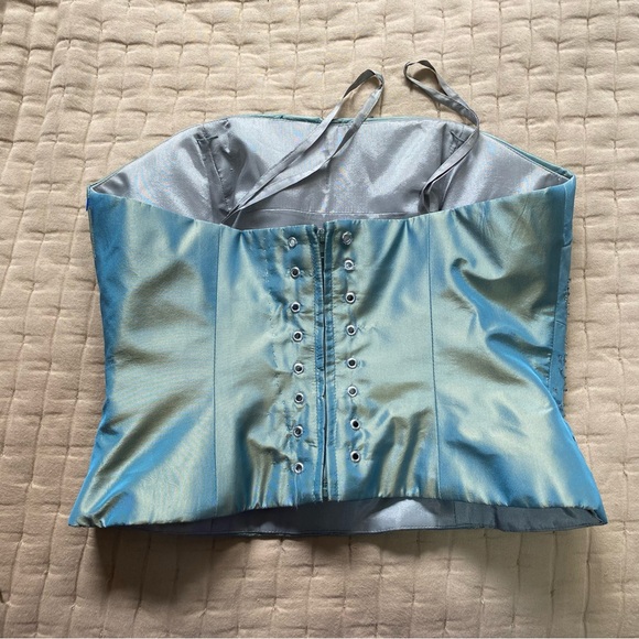 Sold ❌ Y2K corset top - teal turquoise 100% silk - Picture 2 of 2